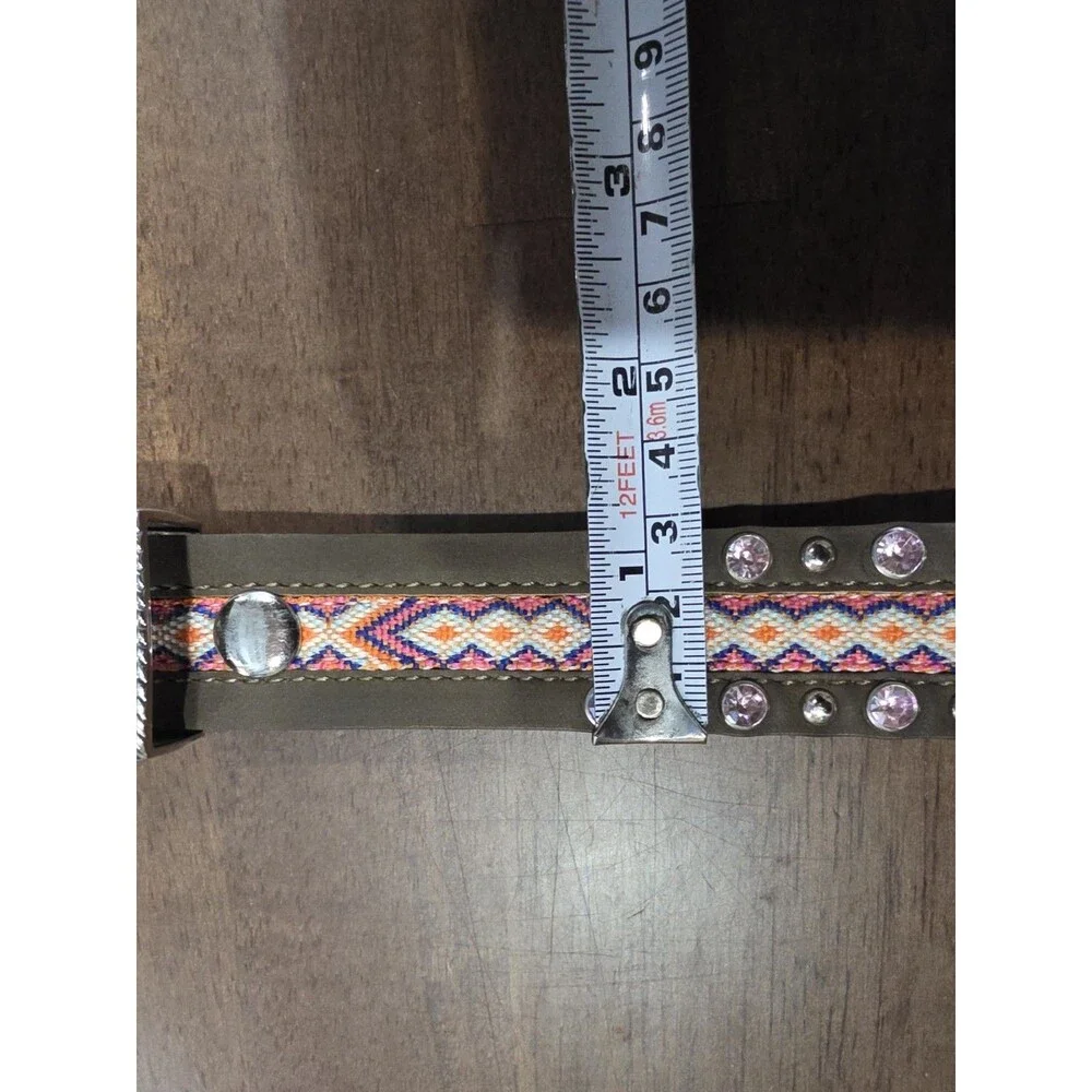 3D Belt Co Angel Ranch Girls Aztec Leather Rhinestone Western Belt XL 30